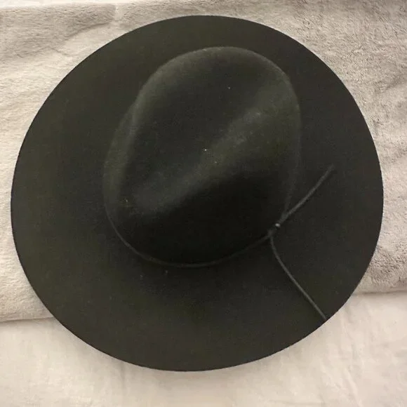 Phenix Black Wool Hat with Leather Trim - Adjustable - Picture 3 of 8